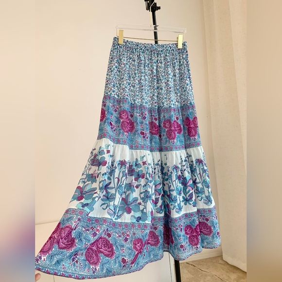 Final Sale Spell Love Jetty Maxi Skirt In Blue Nirvana - Picture 8 of 11